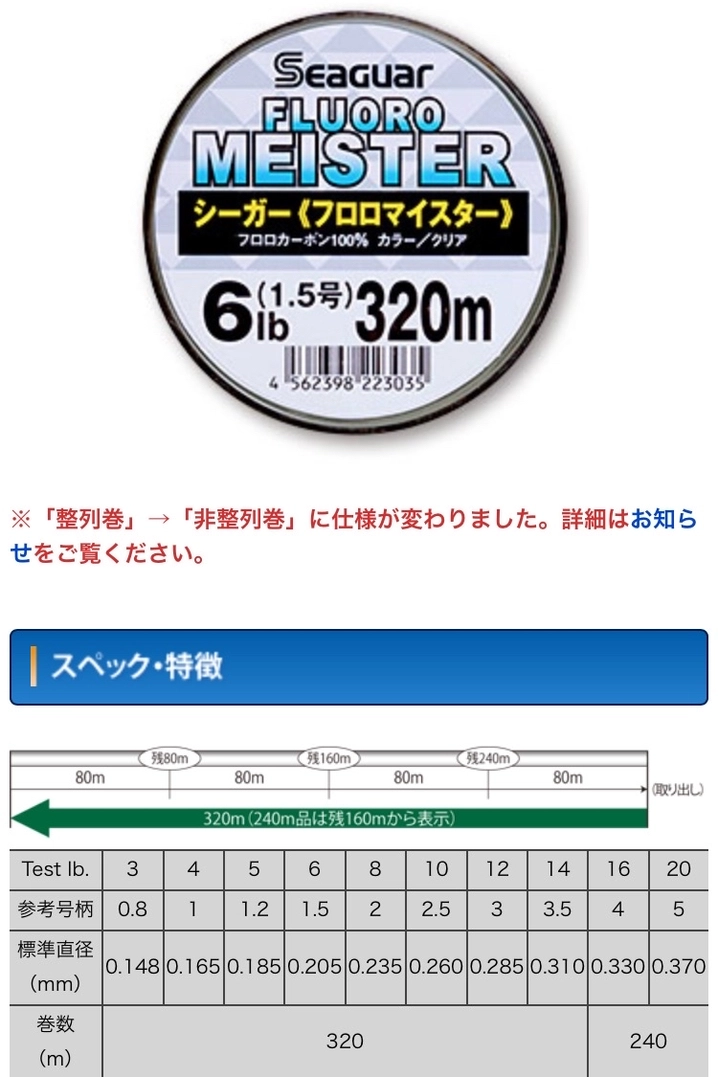 シーガー シーガー フロロマイスター 3号/12lb/320m/クリア